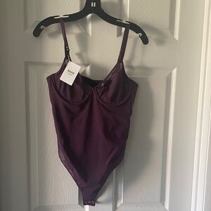Wolford Plum Mesh Bodysuit
